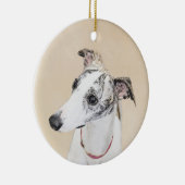 Whippet-Malerei - Niedliche Original-Hundekunst Keramikornament (Rechts)