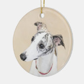 Whippet-Malerei - Niedliche Original-Hundekunst Keramikornament (Links)