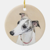 Whippet-Malerei - Niedliche Original-Hundekunst Keramikornament (Hinten)