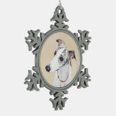 Whippet-Malerei - Niedliche Original-Hundekunst Schneeflocken Zinn-Ornament (Links)