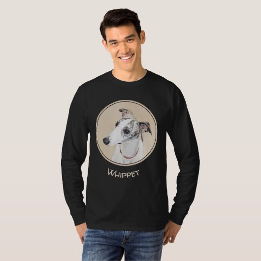 Whippet-Malerei - Niedliche Original-Hundekunst T-Shirt (Vorne ganz)