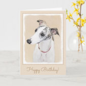 Whippet Malerei - niedliche ursprüngliche Karte (Gelbe Blume)