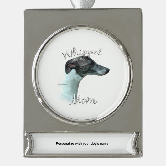 Whippet Mama 2 Banner-Ornament Silber (Vorderseite)