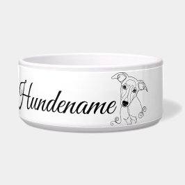 Whippet Minimalist Line Art personalized food bowl Napf