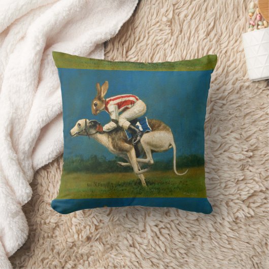 Whippet mit Kaninchen-Jocky-Throw-Kissen Kissen (Decke)