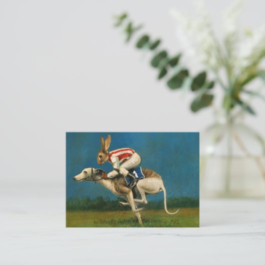 Whippet mit Rabbit Jocky ACEO Business Card Visitenkarte (Stehend Vorderseite)