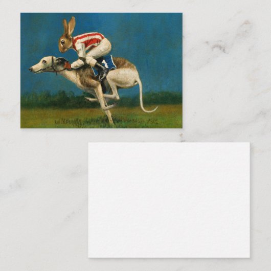 Whippet mit Rabbit Jocky ACEO Business Card Visitenkarte (Vorne/Hinten)