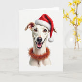 Whippet mit Weihnachtsmannmütze Weihnachtskarte Karte (Gelbe Blume)