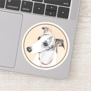Whippet Painting - Niedliche Original Hunde Kunst Aufkleber