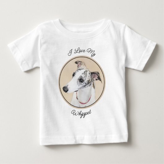 Whippet Painting - Niedliche Original Hunde Kunst Baby T-shirt (Vorderseite)