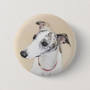 Whippet Painting - Niedliche Original Hunde Kunst Button