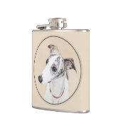 Whippet Painting - Niedliche Original Hunde Kunst Flachmann (Links)