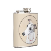 Whippet Painting - Niedliche Original Hunde Kunst Flachmann (Rechts)
