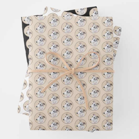 Whippet Painting - Niedliche Original Hunde Kunst Geschenkpapier Set (Beispiel)