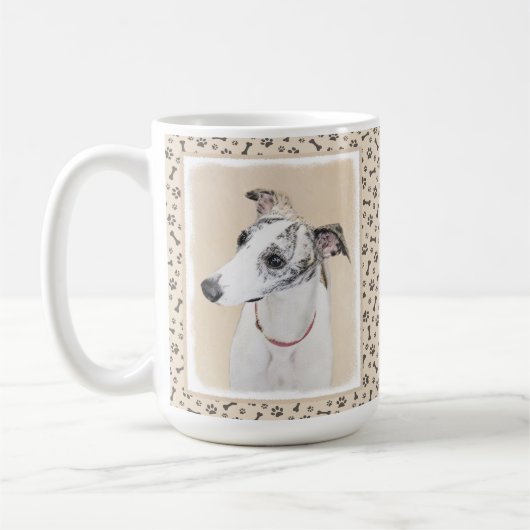 Whippet Painting - Niedliche Original Hunde Kunst Kaffeetasse (Links)