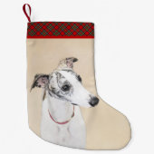 Whippet Painting - Niedliche Original Hunde Kunst Kleiner Weihnachtsstrumpf (Vorderseite)