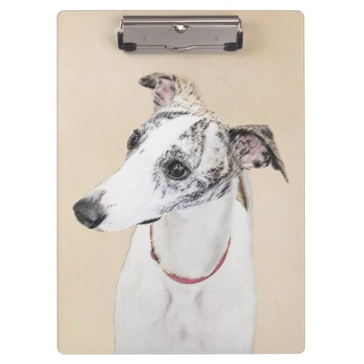 Whippet Painting - Niedliche Original Hunde Kunst Klemmbrett (Vorderseite)