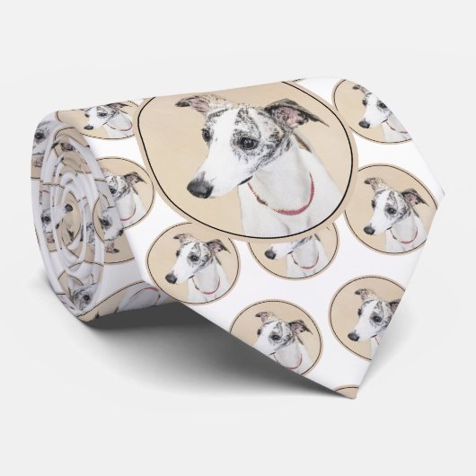 Whippet Painting - Niedliche Original Hunde Kunst Krawatte (Gerollt)