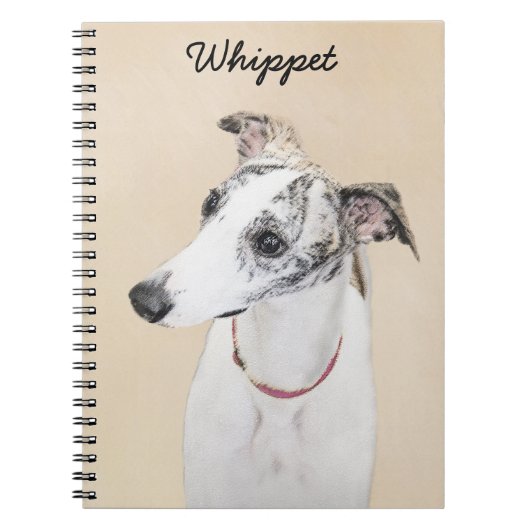 Whippet Painting - Niedliche Original Hunde Kunst Notizblock (Vorderseite)
