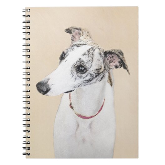 Whippet Painting - Niedliche Original Hunde Kunst Notizblock (Vorderseite)