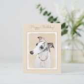 Whippet Painting - Niedliche Original Hunde Kunst Postkarte (Stehend Vorderseite)
