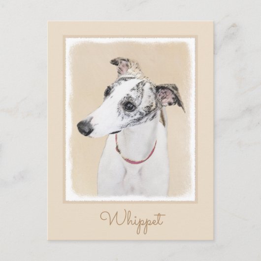 Whippet Painting - Niedliche Original Hunde Kunst Postkarte (Vorderseite)