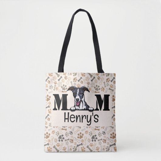 Whippet Peeking Personalisierte Mama Tasche (Vorderseite)