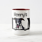 Whippet Peeking Personalisierte Mama Zweifarbige Tasse (Mittel)