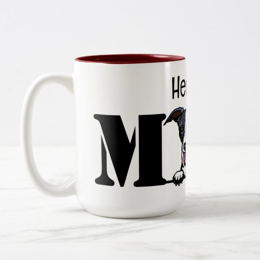 Whippet Peeking Personalisierte Mama Zweifarbige Tasse (Links)