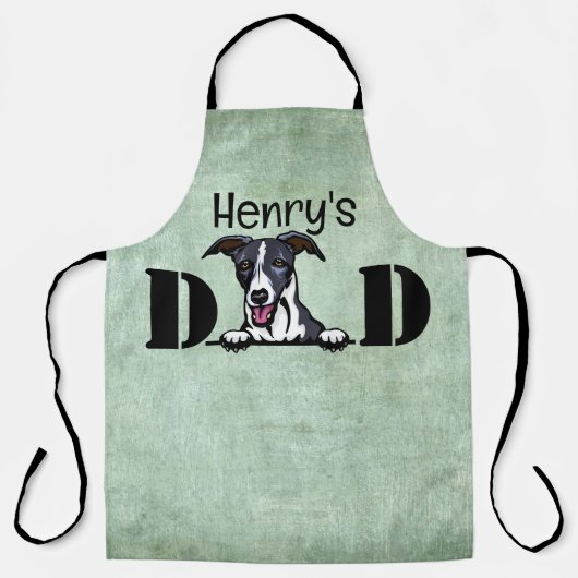 Whippet Peeking Personalisierter Vater Schürze (Vorderseite)