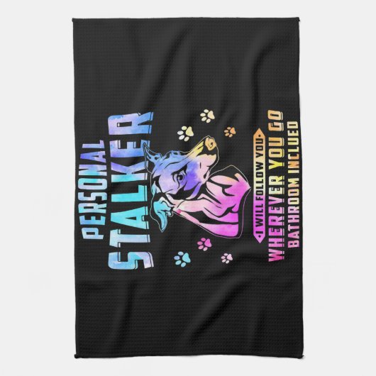 Whippet Personal Stalker Ich werde Ihnen folgen Geschirrtuch (Vertikal)