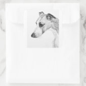 Whippet Profil Quadratischer Aufkleber (Tasche)