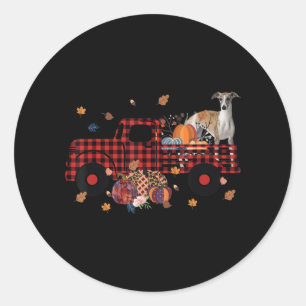 Whippet Pumpkin Truck Thanksgiving Halloween Gift Runder Aufkleber