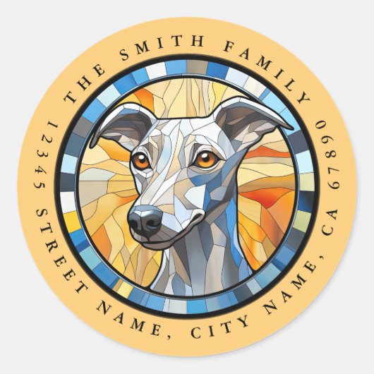 Whippet Round Stickers (Vorderseite)