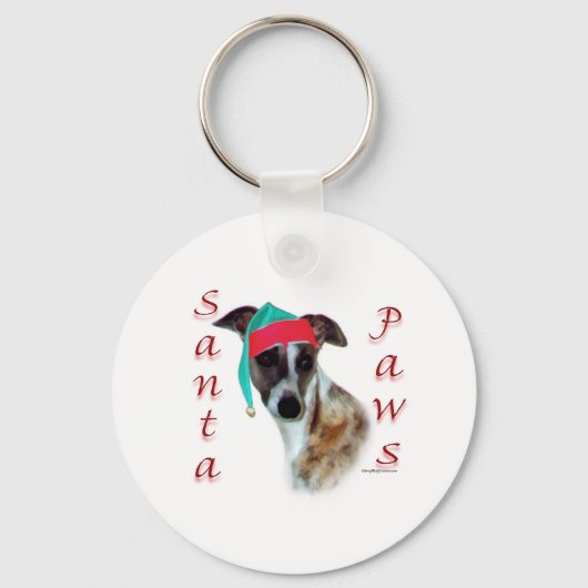 Whippet Santa Paws Schlüsselanhänger (Vorderseite)