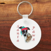 Whippet Santa Paws Schlüsselanhänger (Vorderseite)