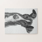 Whippet Schwarzes mit weißer Flamme Puzzle (Horizontal)