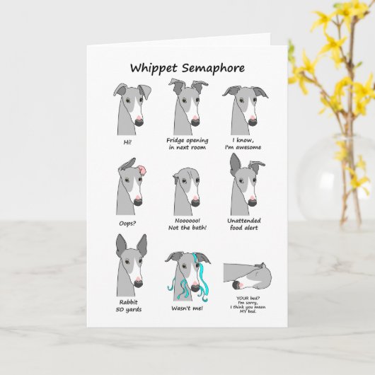 Whippet Semaphore Karte (Gelbe Blume)