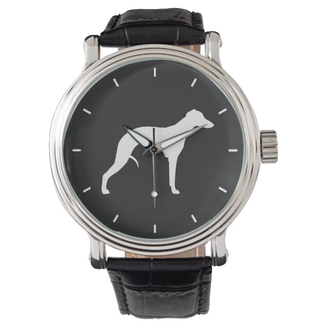 Whippet Silhouette Armbanduhr (Vorderseite)