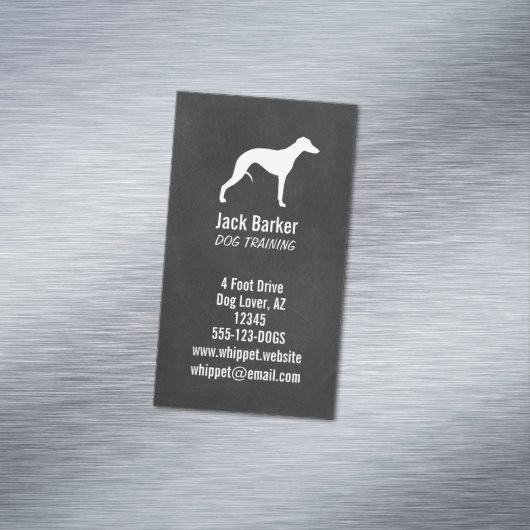 Whippet Silhouette Chalkboard Style | Haustier Magnetische Visitenkarte (Beispiel)