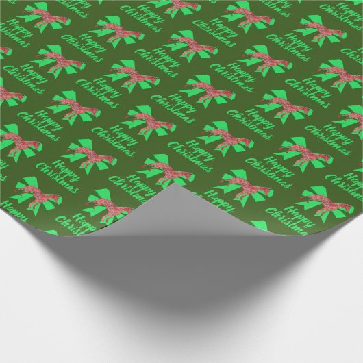 Whippet Silhouette Grüner Weihnachtshund & Grüner Geschenkpapier (Ecke)