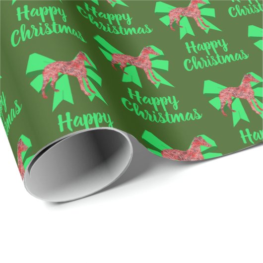 Whippet Silhouette Grüner Weihnachtshund & Grüner Geschenkpapier (Rolleneckpunkt)