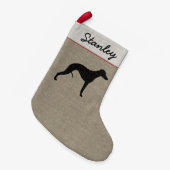 Whippet Silhouette Hund Personalisiert Kleiner Weihnachtsstrumpf (Vorderansicht (hängend))