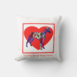 Whippet Silhouette Hund Rotes Herz Muttertag Kissen