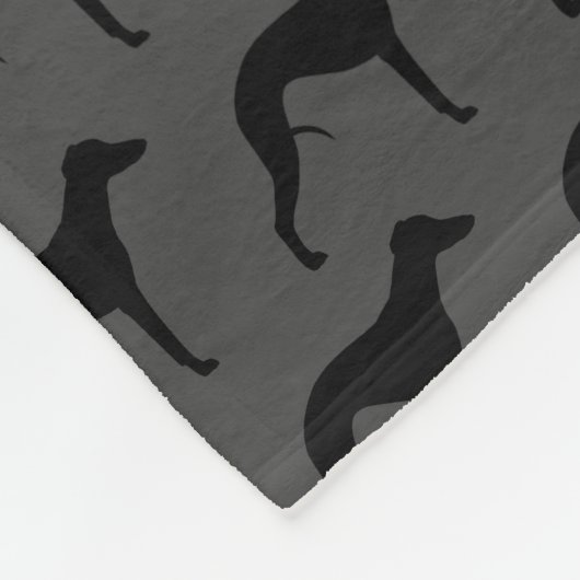 Whippet Silhouette-Muster Fleecedecke (Ecke)