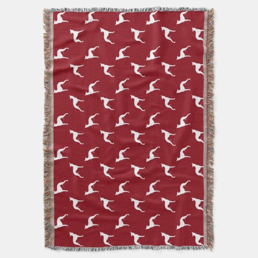 Whippet Silhouette-Muster-Rot Decke (Vorderseite Vertikal)