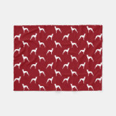 Whippet Silhouette-Muster-Rot Fleecedecke (Vorderseite (Horizontal))