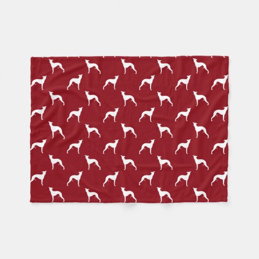 Whippet Silhouette-Muster-Rot Fleecedecke (Vorderseite (Horizontal))