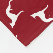 Whippet Silhouette-Muster-Rot Fleecedecke (Ecke)