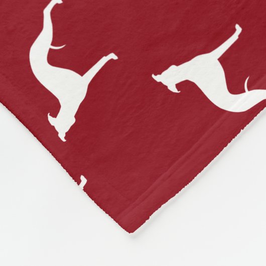 Whippet Silhouette-Muster-Rot Fleecedecke (Ecke)